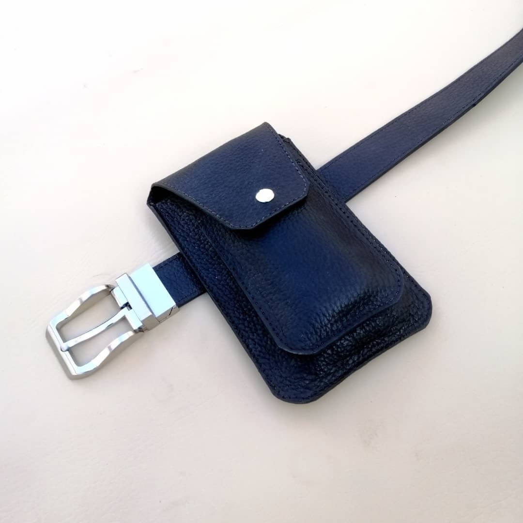 Leather Double Phone Pouch